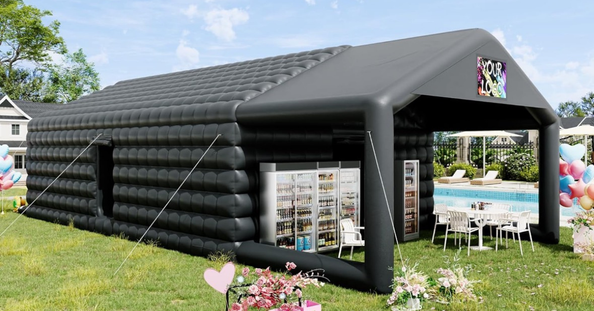 Pop Party Co. 39×20ft inflatable party tent set up outdoors in LaGrange, GA