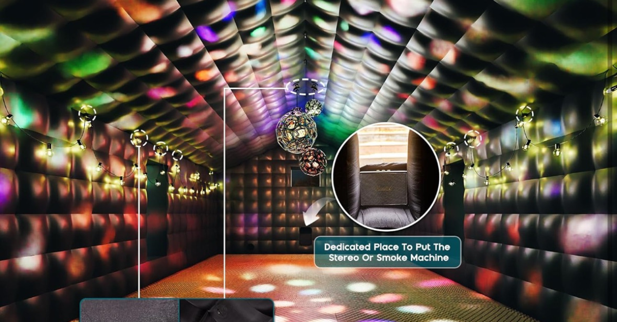 39×20ft inflatable party tent interior with LED hooks — Pop Party Co.